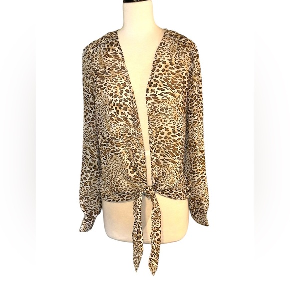 Lulus Other - LULU’s sheer cuffed long sleeve animal print swim summer cover up womens medium